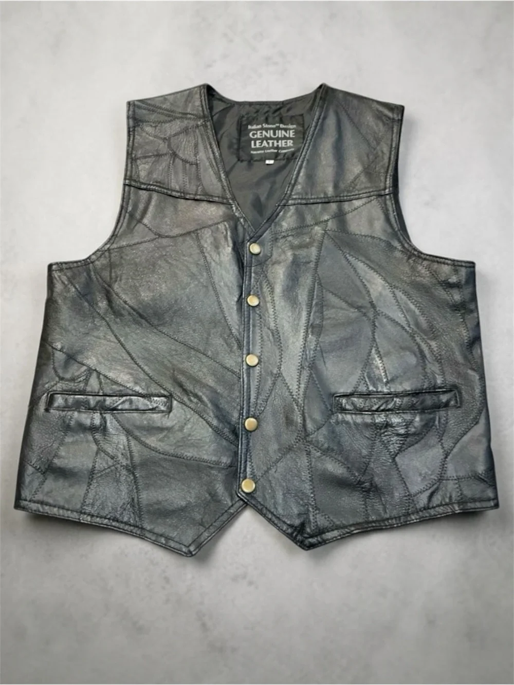 Italian Stone Design Genuine Leather Vest